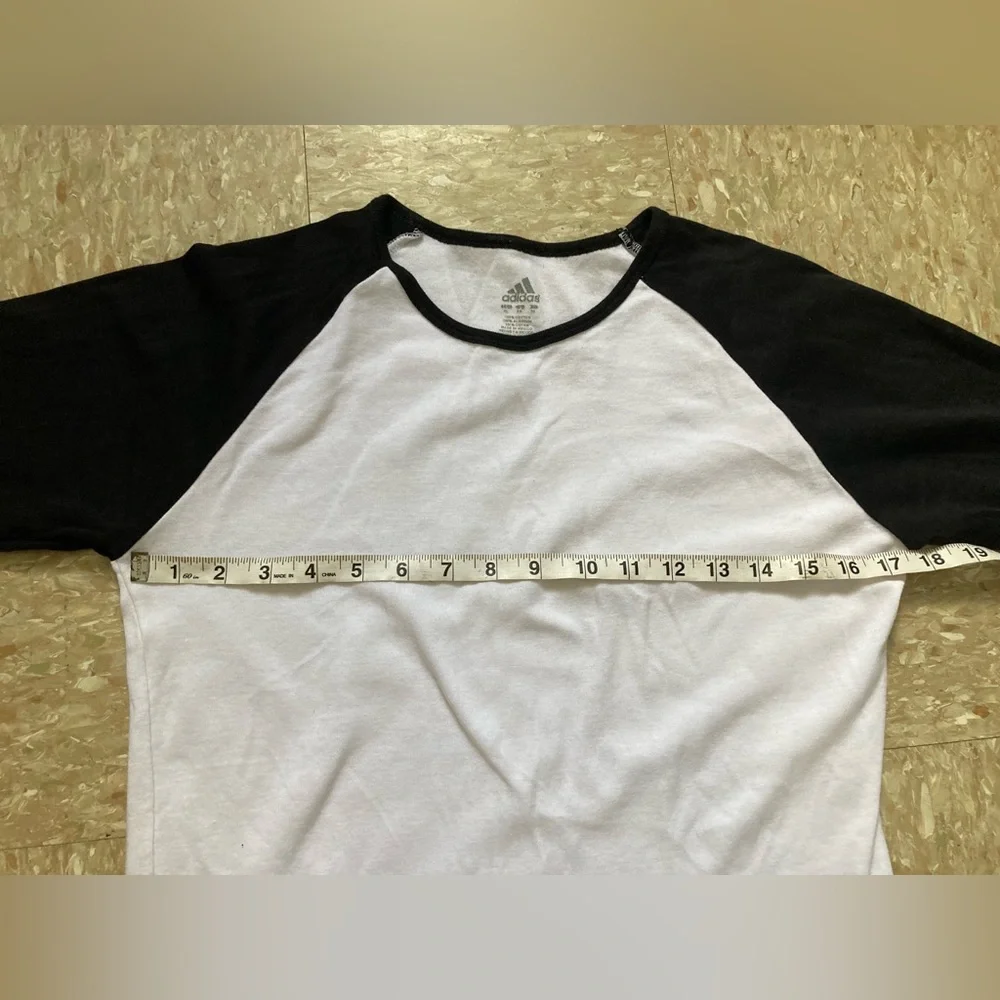 Adidas white and black baseball 3/4 sleeve shirt XL - Picture 3 of 3